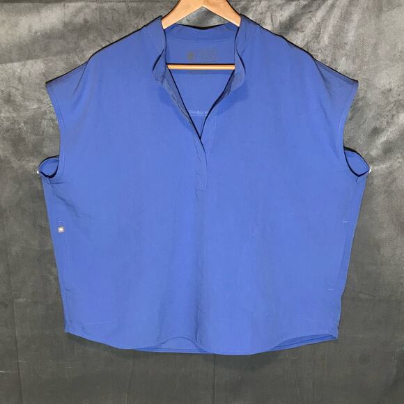 FIGS Technical Collection Blue Scrubs Set Top Sleeveless Pants Women L - L/P - Picture 1 of 12